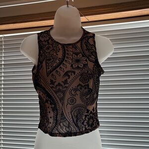 SHEIN Black Floral Sheer Tank Top